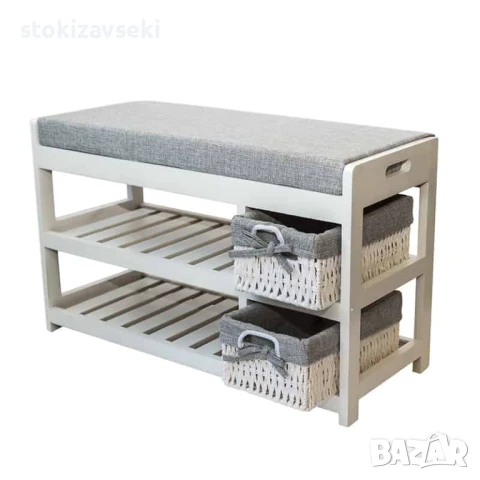 Шкаф-пейка за обувки в бял цвят, 70*28*42см, снимка 2 - Шкафове - 51235254