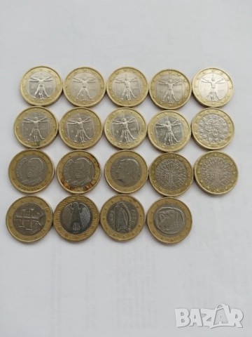 19 монети от 1 евро различни