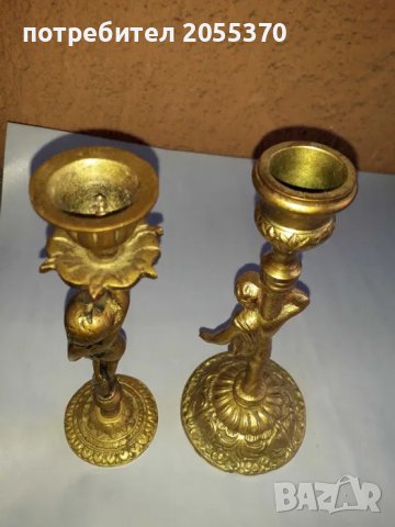 бронзови барокови свещници с фигури, снимка 7 - Антикварни и старинни предмети - 39699290
