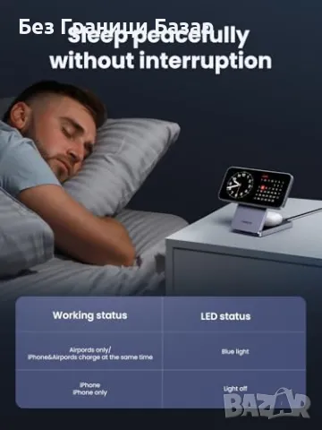 Ново UGREEN 15W безжично зарядно Qi стойка станция за iPhone и AirPods, снимка 6 - Аксесоари за Apple - 47583013
