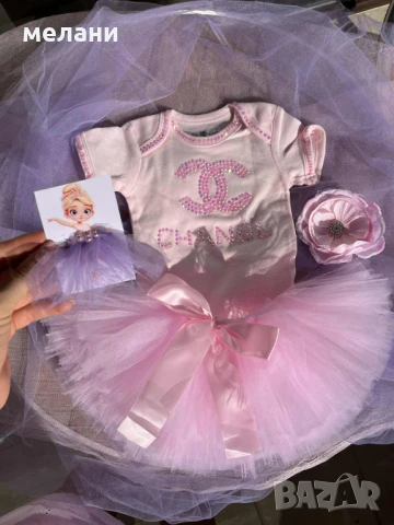 ИЗРАБОТВАМ бебешко розова пола пачка /туту/– за рожден ден или фотосесия-ПО ПОРЪЧКА, снимка 8 - Бебешки рокли - 51342515