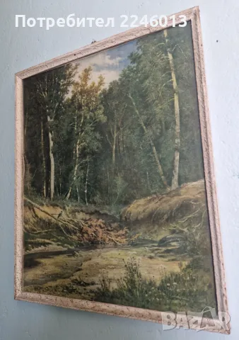 Картина репродукция-И Шишкин-"Речка в лесу", снимка 2 - Картини - 49980457