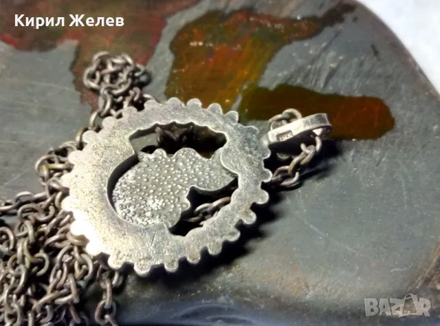 СТАР ФЛОРАЛЕН СРЕБЪРЕН МЕДАЛЬОН ОКСИДИРАНО СРЕБРО ВИСОКА ПРОБА с ПЕЧАТ МК8 и СРЕБЪРНА ВЕРИЖКА 48962, снимка 6 - Антикварни и старинни предмети - 50072885