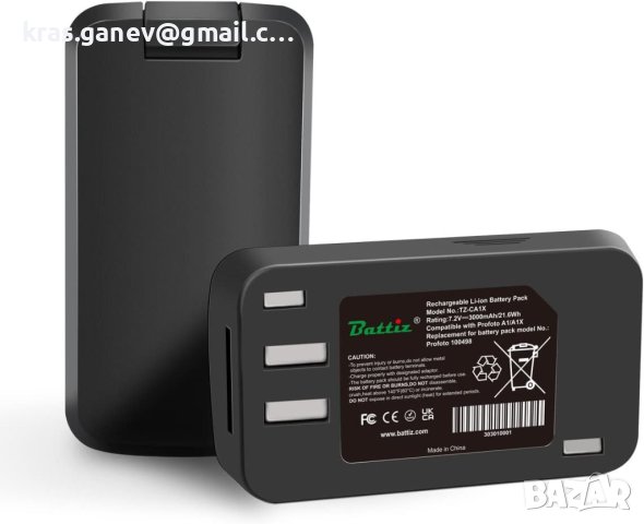 Battiz TZ-CA1X 7,2 V 3000 mAh литиево-йонна резервна батерия, съвместима със светкавица на фотоапара, снимка 3 - Чанти, стативи, аксесоари - 41141269