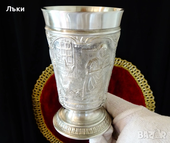 Калаен бокал,чаша за вино с картини на Hans Thoma. , снимка 7 - Антикварни и старинни предмети - 52203672