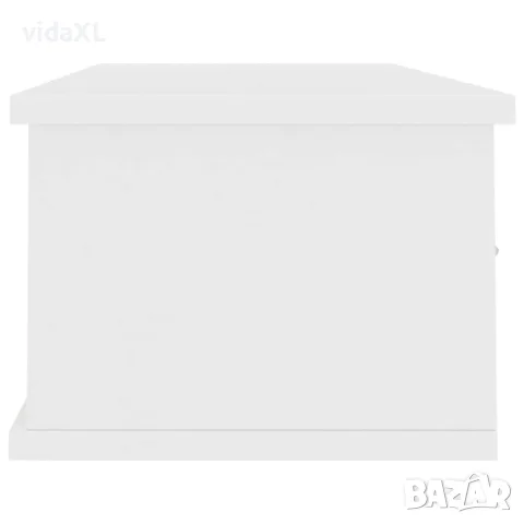 vidaXL Стенен рафт с чекмеджета, бял, 88x26x18,5 см, инженерно дърво, снимка 4 - Етажерки - 56147678