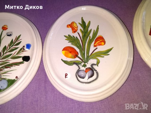 Керамични пана 3 броя от 1989г на Съюза на Бълг Художници-ръчно изработени 136х115мм, снимка 3 - Пана - 34537370
