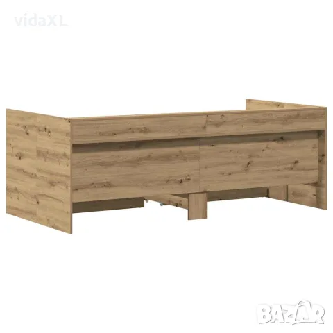 vidaXL Легло-диван с чекмедже Дъб 100 x 200 cm Инженерна дървесина, снимка 6 - Спални и легла - 56147057