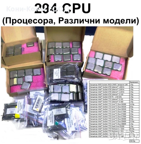 ЛОТ Процесори от 294 бр. CPU (различни модели)