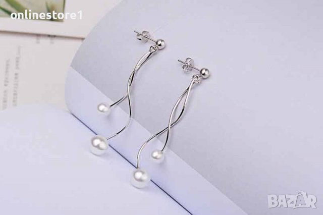 Сребърни обеци - Висящи Перли 925 BX539, снимка 4 - Обеци - 39122941