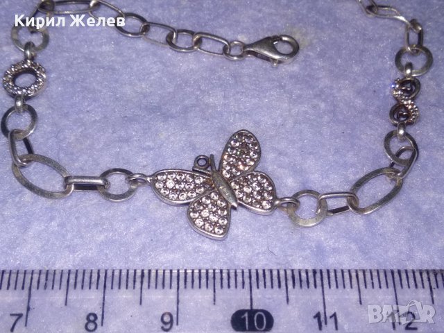 КРАСИВА НЕЖНА СРЕБЪРНА СКЪПОЦЕННА ГРИВНА с ПЕПЕРУДКА СРЕБРО 925 с ЮВЕЛИРНО ФАСЕТИРАНИ ЦИРКОНИ 34494, снимка 8 - Колиета, медальони, синджири - 39378713