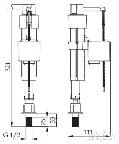 ДОЛНО ПЪЛНЕЩ МЕХАНИЗЪМ ЗА ТОАЛЕТНО КАЗАНЧЕ С МЕСИНГОВ ЩУЦЕР 1/2, снимка 2 - Железария - 39125637