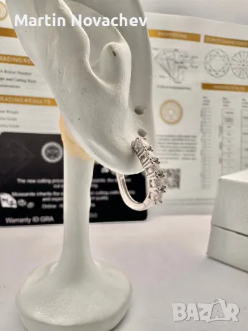 Сребърни обеци с мойсанит (Диамант) 1 карат, снимка 8 - Обеци - 49913212