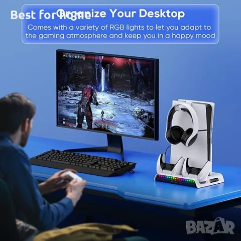 FYOUNG Вертикална охлаждаща стойк за зареждане  PlayStation 5 Slim, снимка 7 - Аксесоари - 50105561