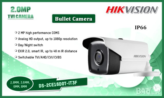 Универсална 4в1 Камера Hikvision HD-TVI HD-CVI HD-AHD CVBS 40 Метра EXIR Нощно Виждане Водоустойчива, снимка 5 - HD камери - 41547850