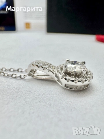 Сребърно колие с мойсанит (диамант) 0.5 карата, снимка 9 - Колиета, медальони, синджири - 53205738