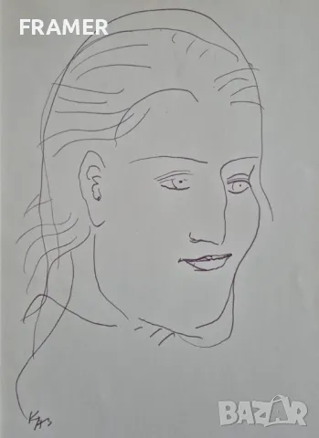 Димитър Казаков НЕРОН 1933-1992 Мома Дамски портрет 1980те години, снимка 5 - Картини - 48420331