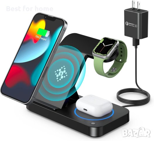 Безжична бърза зарядна докинг станция 4 в 1 модел С АДАПТЕР
