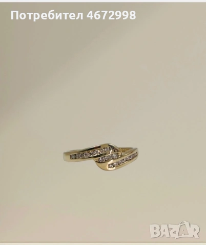 Златен пръстен с диаманти 14к, снимка 3 - Пръстени - 53254114