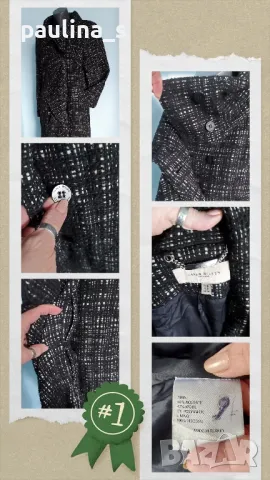 Karen Millen / Палто с висока яка и жабо / букле / вълна , снимка 4 - Палта, манта - 48793936