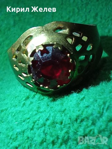 СТАРИНЕН МЕСИНГОВ АЖУРЕН МАЙСТОРСКИ СКЪПОЦЕНЕН ПРЪСТЕН с ГОЛЯМ ЮВЕЛИРНО ФАСЕТИРАН ГРАНАТ 27156, снимка 16 - Антикварни и старинни предмети - 36772038