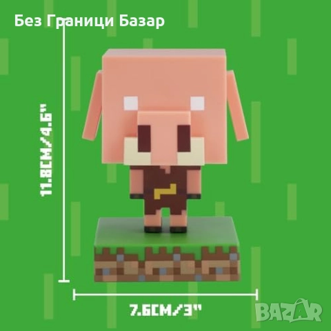 Нова Minecraft Piglin LED лампа мини фигурка за декор и гейминг стаи деца, снимка 2 - Други - 51590280