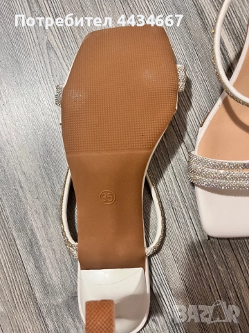 Бели сандали, снимка 4 - Дамски обувки на ток - 52766121