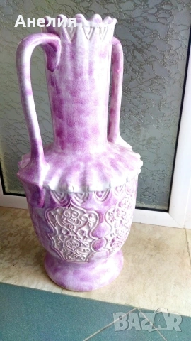 Ваза розова с релеф от Германия , снимка 2 - Вази - 53275579