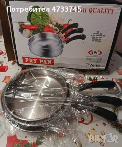 Супер здрави и качествени 3  броя тигани с дръжка 22/24/26 см, снимка 3 - Съдове за готвене - 53437832