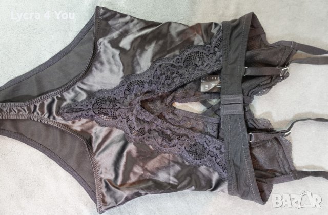 Asos Design 75B черно еластично сатенено боди с дантела. , снимка 12 - Бельо - 39146214