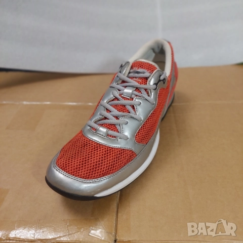 сникърси NIB ARMANI SPORT SILVER LEATHER RED MESH LACE UP INFINITYномер 42 , снимка 12 - Спортно елегантни обувки - 37181327