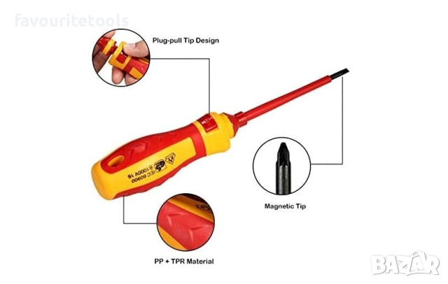 TOLSEN Industrial Комплект отвертки изолирани 1000 V, VDE и GS сертификати, 13 части, CrV стомана , снимка 11 - Отвертки - 37970990