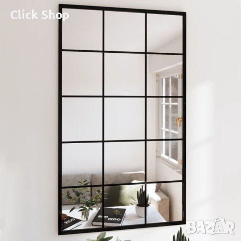 Огледало за стена, черно, 100х60 см, метал