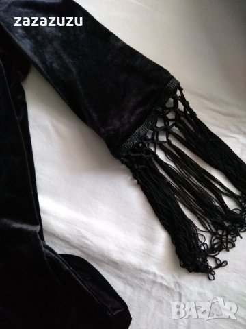 Елегантна дамска рокля черно кадифе с дантела, снимка 5 - Рокли - 35955580