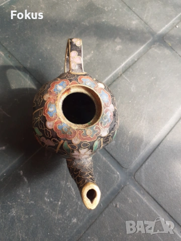 Клоазоне -чайник миниатюра, снимка 3 - Антикварни и старинни предмети - 53281321