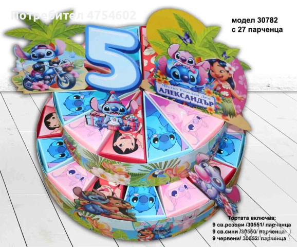 Картонена торта "Лило и Стич", снимка 4 - Други - 53708791