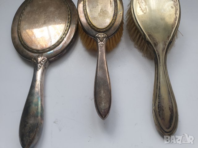 Стари посребрени две четки и огледало, снимка 8 - Антикварни и старинни предмети - 41067802