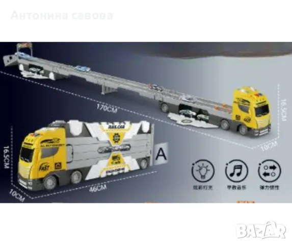 Трансформиращ се голям детски камион с рампа и колички, снимка 2 - Коли, камиони, мотори, писти - 48097263