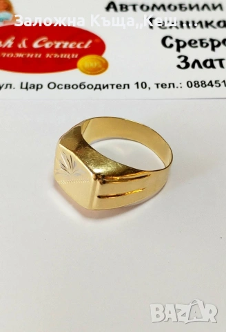 Златен мъжки пръстен 14К.Тегло 3.83 гр.Размер 63.Цена 344 € (672.81 лв.), снимка 2 - Пръстени - 53281526