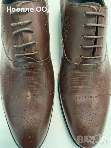 Мъжки кожени официални обувки - Тъмнокафяви - 43, снимка 3 - Официални обувки - 41585677