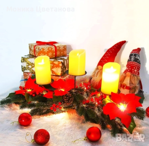 Коледен свещник, снимка 2 - Декорация за дома - 52315305