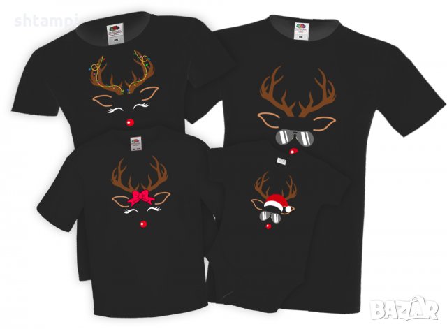 Семеен комплект Коледен комплект с лице на елени