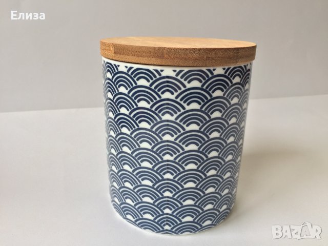 Кутия за чай от порцелан с бамбуков капак, снимка 6 - Кутии за съхранение - 40954000