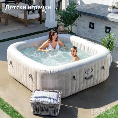 Надуваемо джакузи Intex PureSpa Chevron Deluxe,6 места,239 х 71см,бял