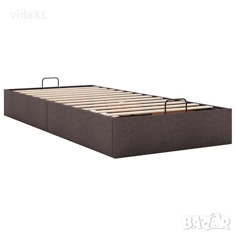 vidaXL Османска рамка за легло без матрак, тъмнокафява, 90x200см, плат, снимка 6 - Спални и легла - 56146993