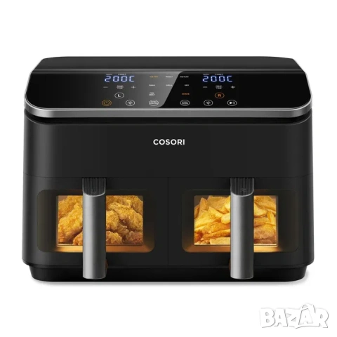 Еър Фрайър COSORI CAF-R903 Dual Zone 8.5L Gold, снимка 2 - Уреди за готвене на пара - 53818670