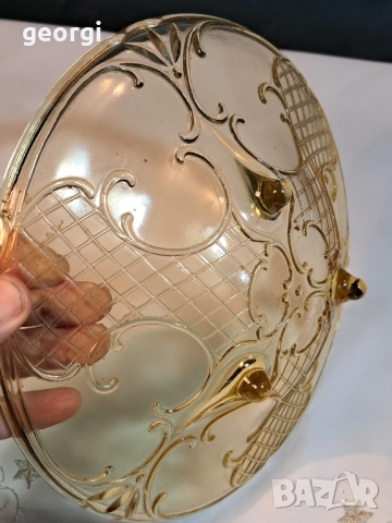 немска стъклена фруктиера от цветно стъкло 28/6, снимка 5 - Аксесоари за кухня - 52066119