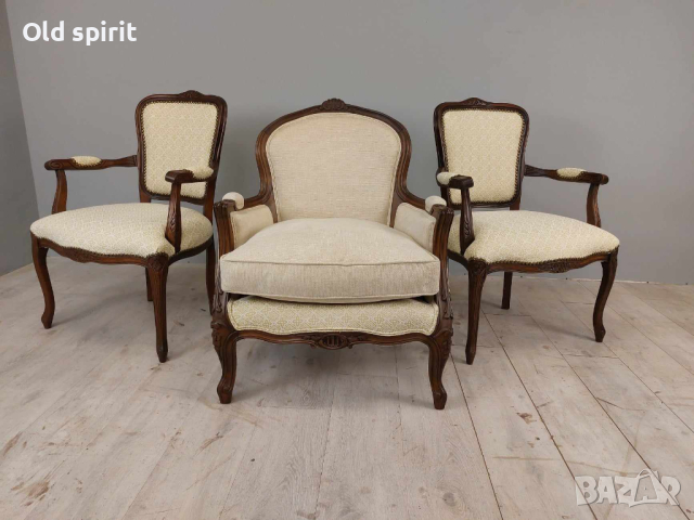 Антикварно кресло в стил Бержер (Bergère), снимка 2 - Антикварни и старинни предмети - 44811400