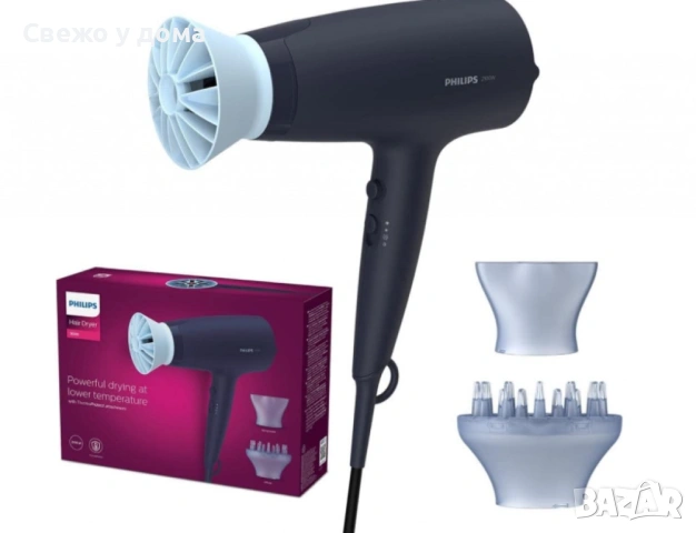 Нов с Гаранция 12 м. Сешоар Philips, 2100 W, Thermo Protect