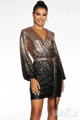 Омбре рокля с пайети размер S/M, снимка 3 - Рокли - 51889084